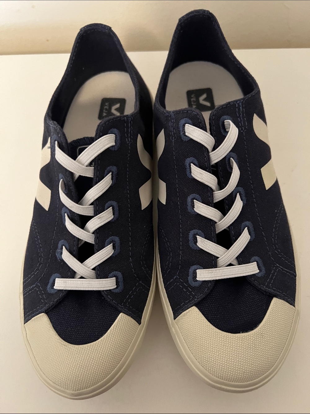 Boys Veja Navy Canvas Sneakers with White Accents Like new used once